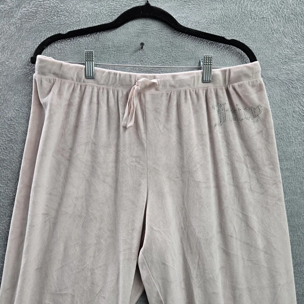 Juicy Couture Women Sleepwear XL Pink Pajama‎ Jogger Velour Rhinestones